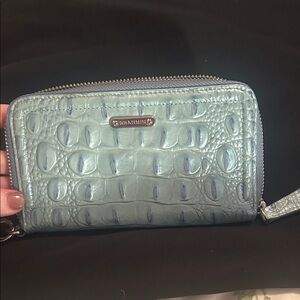 Brahmin Light Blue Croc-Embossed clutch/wallet